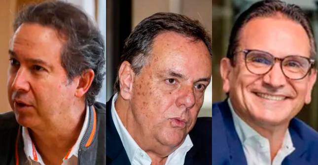 De izquierda a derecha: Ricardo Sierra, líder de Celsia; Jorge Mario Velásquez, presidente de Grupo Argos; y Juan Carlos Mora, presidente de Bancolombia, entre los líderes que armaron su carta de Navidad. FOTO EL COLOMBIANO