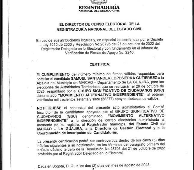 En pleno escándalo de Nicolás Petro, Registraduría avala al ‘Hombre Marlboro’ para aspirar a Alcaldía de Maicao