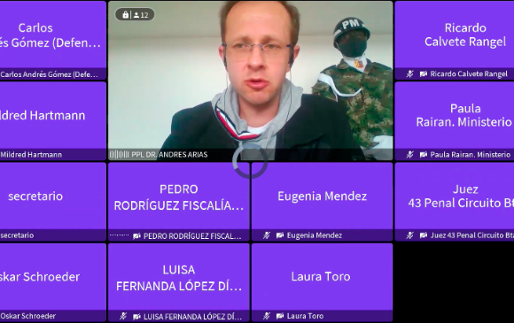 En medio de una audiencia virtual, el Juez 43 Penal del Circuito de Bogotá escuchó al exministro Andrés Felipe Arias. FOTO COLPRENSA