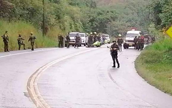 El homicidio de los patrulleros ocurrió en la vía que conduce de la vereda La Agustina a Santander de Quilichao. Foto: Cortesía.