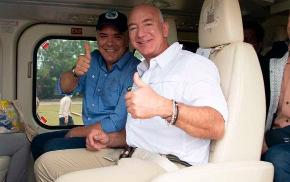 El presidente Iván Duque y Jeff Bezos sobrevolaron el Parque Nacional Natural Serranía de Chiribiquete. FOTO cortesía