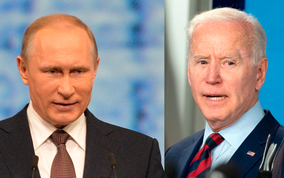 Vladimir Putin, presidente de Rusia y Joe Biden, presidente de Estados Unidos. FOTOS COLPRENSA