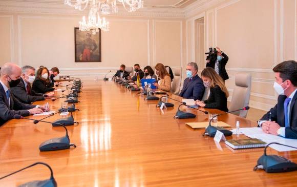 La reunión entre la delegación estadounidense, encabezada por Juan González, se realizó en la Casa de Nariño, donde lo recibió entre otros, el presidente Iván Duque. FOTO: cortesía presidencia 