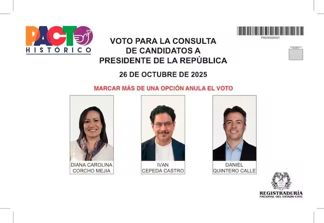 Este fue el tarjetón de la consulta del pasado 26 de octubre. FOTO: REGISTRADURÍA