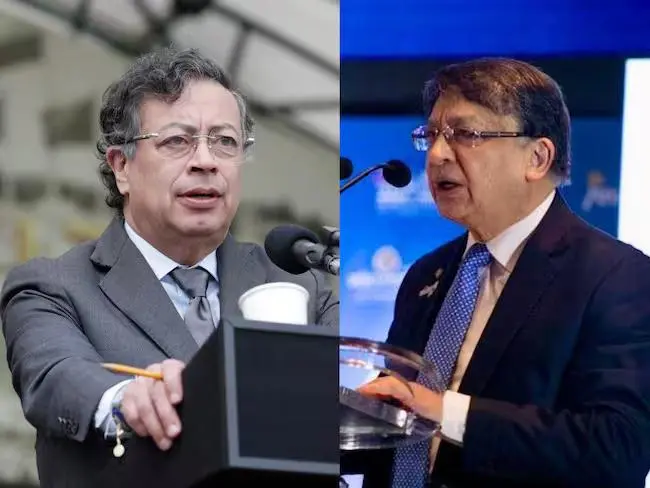 Gustavo Petro, presidente de Colombia; y Jorge Enrique Ibáñez, presidente de la Corte Constitucional. FOTO: Presidencia y Colprensa.