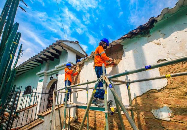 Así avanzan los trabajos en Casa Blanca, la casa museo de Débora Arango, en Envigado. FOTO Camilo Suárez.