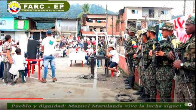 Las disidencias del Comando Coordinador de Occidente realizaron un evento político con hombres armados y ante la población civil el pasado 23 de marzo en Policarpa, Nariño. FOTO Cortesía