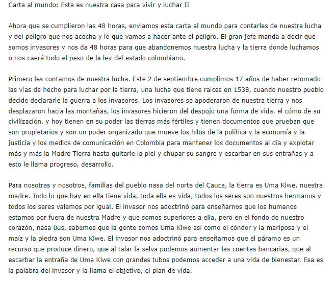Indígenas retan a Petro y dicen que no saldrán de las invasiones 