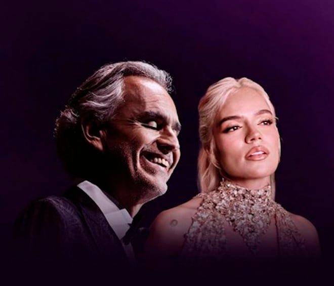 Imagen promocional del tema Vivo por ella, que hará parte del álbum Bocelli Duets. FOTO Cortesía Universal Music