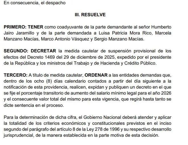 Decisión del Consejo de Estado.