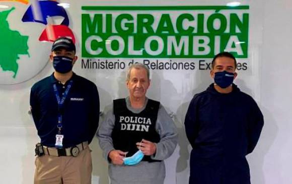 Hernán Giraldo Serna regresó al país en enero de 2021 tras cumplir una condena en Estados Unidos. FOTO ARCHIVO, CORTESÍA MIGRACIÓN COLOMBIA