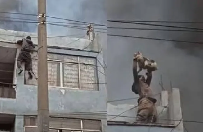 Sebastián Arias fue el héroe en Perú; escaló una fachada para rescatar a unos perros que estaban esperando por ser adoptados. Foto: captura de pantalla del video