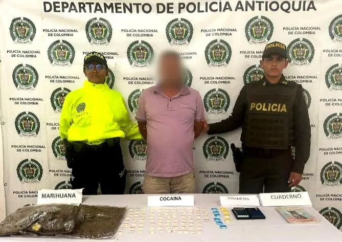 Alias El Funerario, quien fue detenido en Jericó junto a la droga incautada. FOTO: Cortesía.