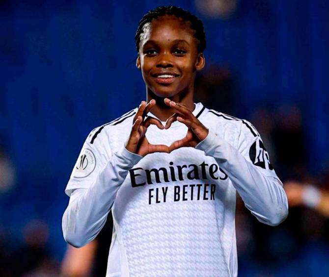 La colombiana Linda Caicedo marcó para el triunfo del Real Madrid ante la Real Sociedad en la Superliga femenina en España. FOTO: Tomada de X @realmadridfem