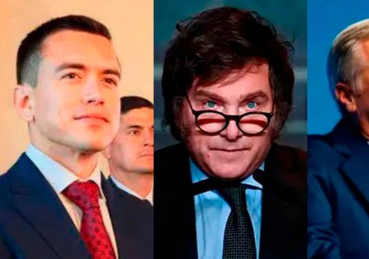 Daniel Noboa, en Ecuador (izq.); Javier Milei, en Argentina (der.) y José Antonio Kast en Chile abanderan el giro a la derecha en América Latina. FOTO EL COLOMBIANO Y AGENCIAS