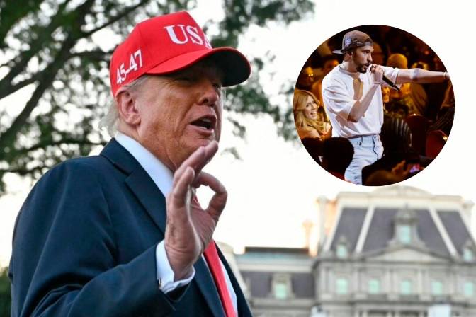 El presidente estadounidense cuestionó la elección de Bad Bunny como cantante del medio tiempo del Super Bowl de 2026. FOTO: Getty
