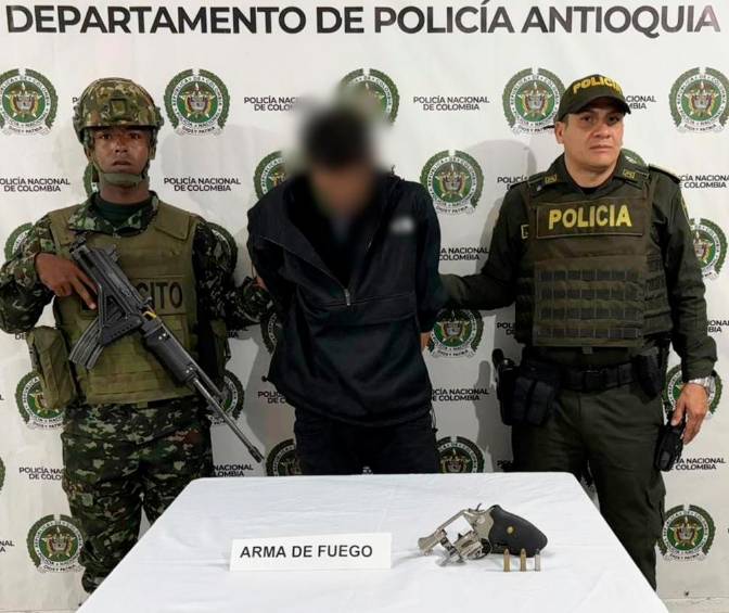 Capturado en los hechos ocurridos en Rionegro. FOTO Cortesía Policía Antioquia