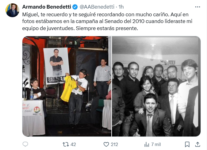 ¿Hubo molestia de la familia de Miguel Uribe por la llegada de Benedetti a las honras fúnebres en el Congreso?