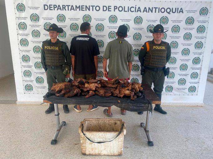 Los capturados pretendían comercializar la carne en una carreta. FOTO: CORTESÍA