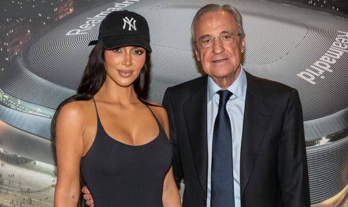 Kim Kardashian y Florentino Pérez posan juntos en el Santiago Bernabéu, un encuentro que rápidamente se viralizó en redes sociales. FOTO Instagram