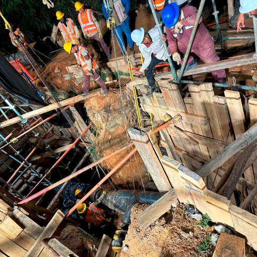Desde este domingo se presentó la suspensión del servicio en Envigado por estos trabajos, que se tenía prevista su culminación en horas de la madrugada de este lunes. FOTO: CORTESÍA EPM