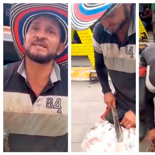 Campesino que tuvo que regalar su carga de yuca en Anorí. FOTO: Cortesía