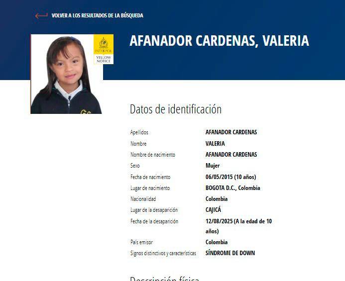 Valeria Afanador ahora es buscada con circular amarilla de la Interpol, ¿qué rastros hay de la niña desaparecida?