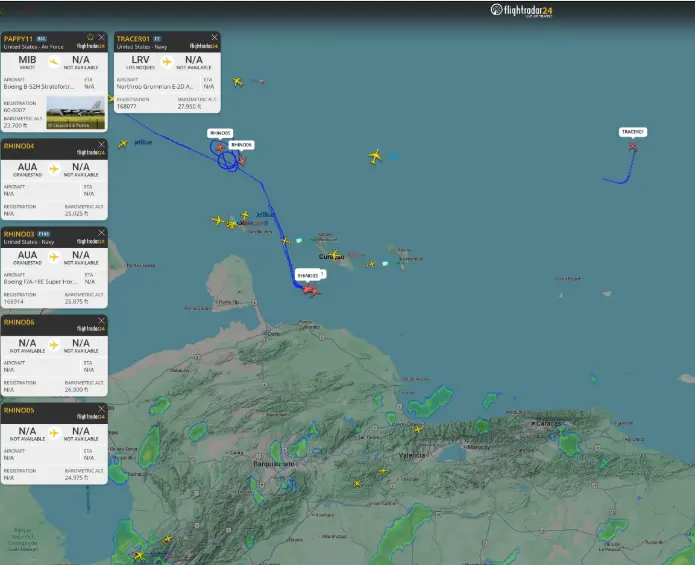 Máxima tensión: aviones militares de EE. UU. sobrevolaron cerca de Venezuela