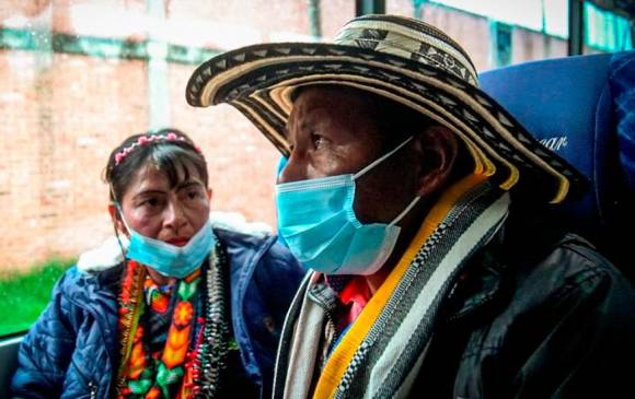 En total, cerca de 1.600 indígenas que estaban en Bogotá, regresaron a sus territorios. FOTO CORTESÍA SECRETARÍA GOBIERNO DE BOGOTÁ