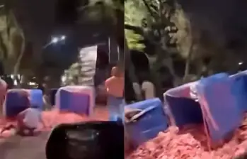 EN VIDEO: En Castilla hubo tremendo trancón por una carne regada