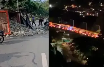 Volqueta cargada de piedras se volcó en Copacabana y causó tremendo caos