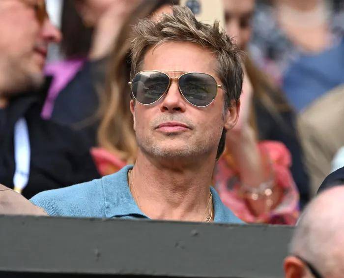 El actor, Brad Pitt, en la final de Wimbledon. FOTO: Getty 