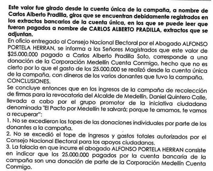Oficio presentado por contadora del comité revocador.