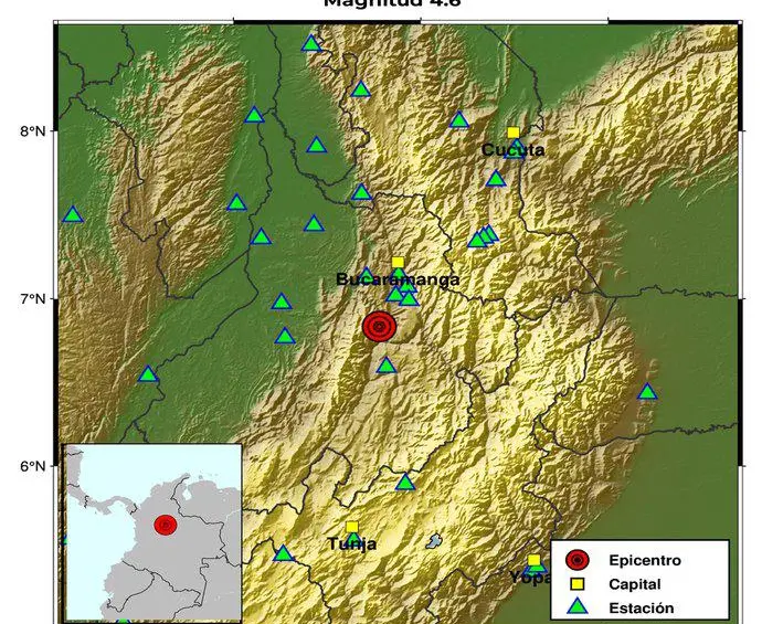 El primer evento sísmico y el de mayor intensidad se registró cuando el reloj marcaba las 05:24 a. m. FOTO: SGC.