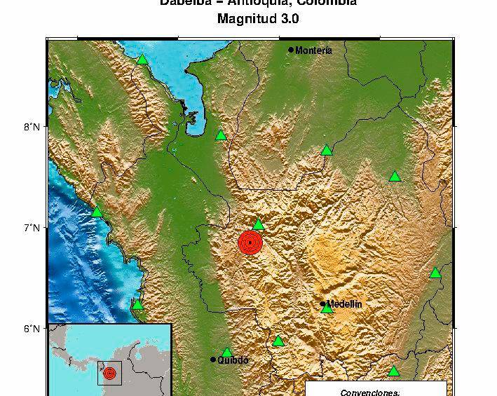 Temblor de 3,0 sacudió el departamento de Antioquia. Foto: Tomada de la cuenta de X del Servicio Geológico Nacional (SGC). 