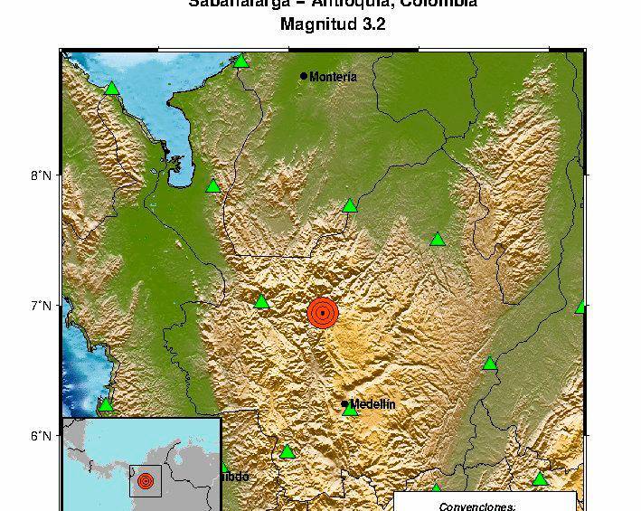 El epicentro fue en Sabanalarga, Antioquia. Foto: servicio geológico. 