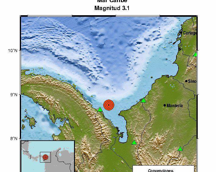 En horas de la noche de este jueves se registró un sismo de 3.1 en la frontera entre Colombia y Panamá. Desde ayer no paran las réplicas del sismo principal. Foto: Servicio Geológico colombiano.
