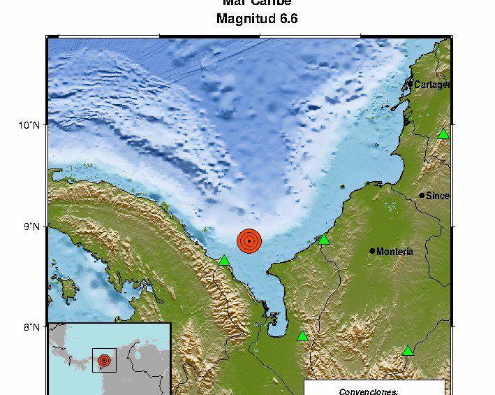 El Servicio Geológico Colombiano reportó este miércoles cuatro temblores en el mar Caribe