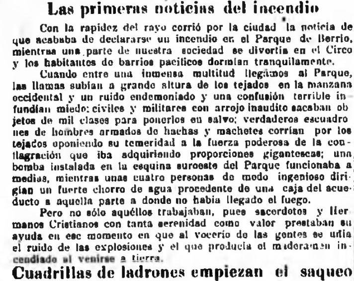 Recorte de prensa sobre el incendio de Medellín. FOTO: Archivo