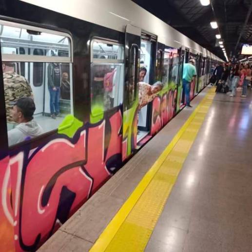 Los grafiteros tardaron lo que demoró el recorrido entre las estaciones Caribe y Tricentenario. FOTO CORTESÍA 