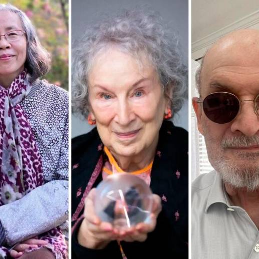 Can Xue, Margaret Atwood y Salman Rushdie son autores muy opcionados para recibir el Nobel de Literatura. Fotos: Cortesía, Getty y redes sociales.