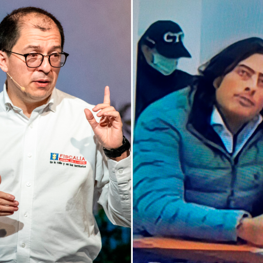 Nicolás Petro (derecha) anunció que acudirá ante la CIDH a pedir garantías alegando supuestas presiones de parte de la Fiscalía de Francisco Barbosa (izquierda). FOTO EL COLOMBIANO