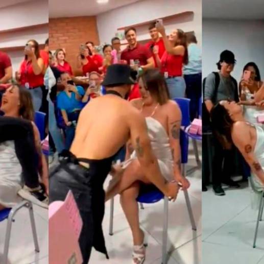 La jueza fue grabada en el momento en el que un hombre le hacía un baile erótico. FOTO: Captura de video