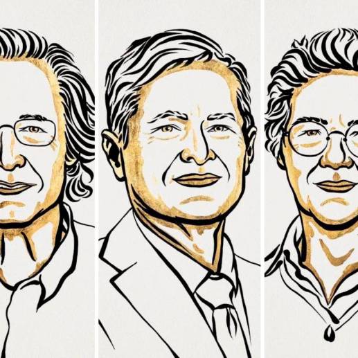 Agostini, Krausz y L’Huillier son los ganadores del premio Nobel de Física 2023. Ilustraciones: Cortesía Premio Nobel.