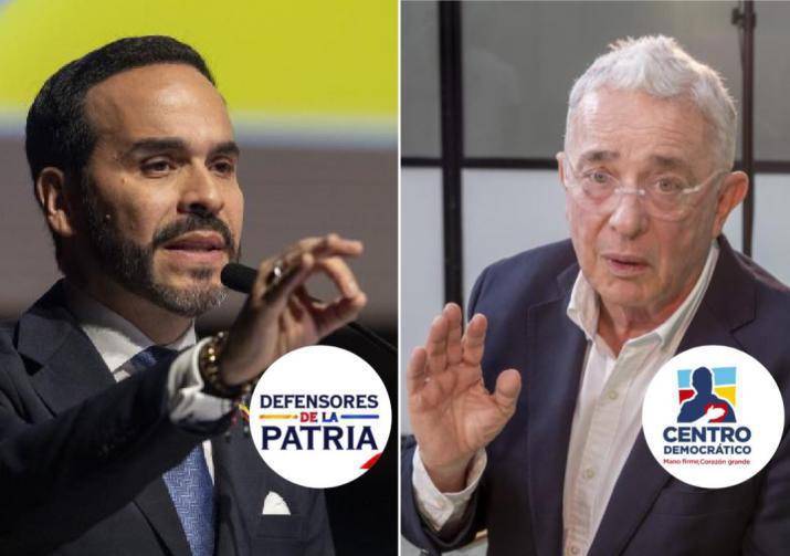 Abelardo De la Espriella y Álvaro Uribe Vélez. El primero lidera el movimiento Defensores de la Patria, el segundo es fundador del Centro Democrático. Fotos: