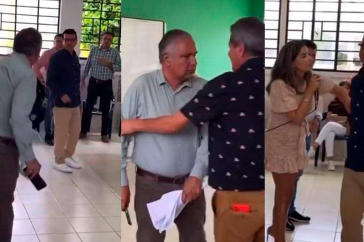 Los protagonistas de la discusión fueron los concejales Antonio Sanabria, de la Liga de Gobernantes Anticorrupción, y Wilson Ramírez, de Cambio Radical. FOTOS: CAPTURA DE VIDEO - COLPRENSA