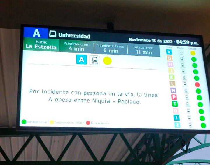 Atención: el metro restableció su operación comercial luego de superar incidente en la vía