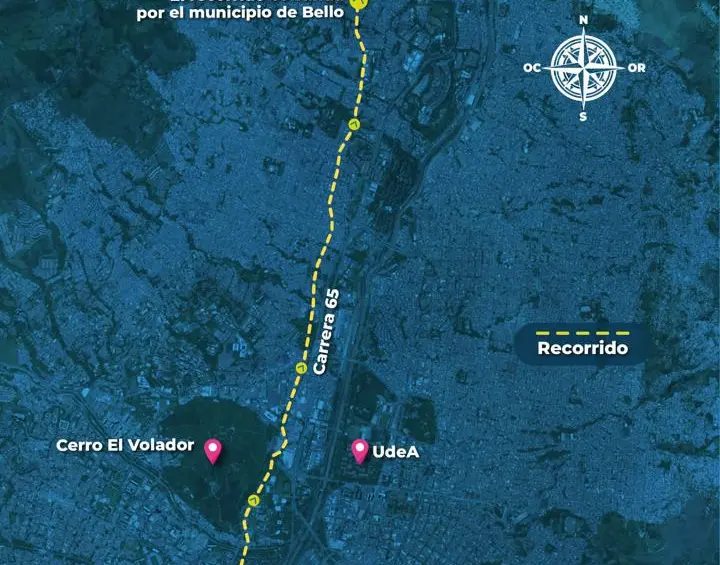 Este será el recorrido en la versión número 32 de la Carrera Atlética Navideña de Cotrafa. FOTO Cortesía Alcaldía de Medellín. 