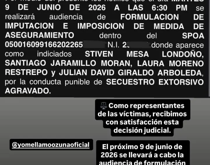 Pantallazo del Instagram del abogado representante de la víctima, anunciando la decisión judicial. Foto tomada de @sebastian_gutierrezh.
