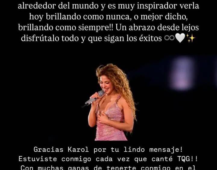 Karol G y Shakira se enviaron mensajes de cariño a través de la red social Instagram. FOTO: GETTY